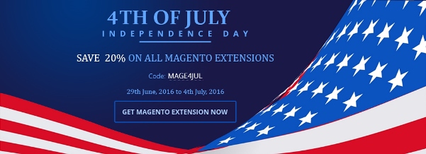 4th of July Sales - 20% off on Magento Extensions