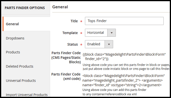 Create unique code for each part finder