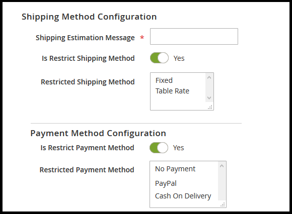 Additional Shipping/Payment Restrictions