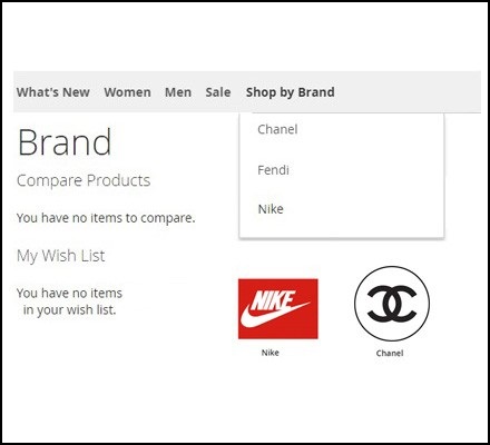 Shop by Brand Magento Menu