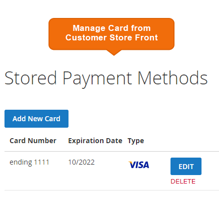 Manage Cards from My Account Section