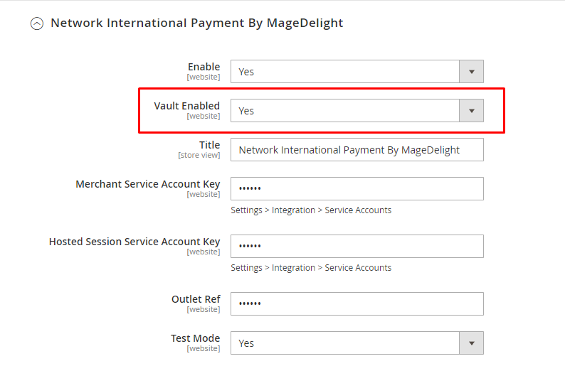 Supports Magento Vault