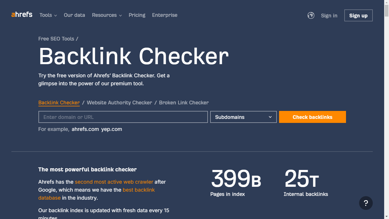 Ahrefs Backlink Checker