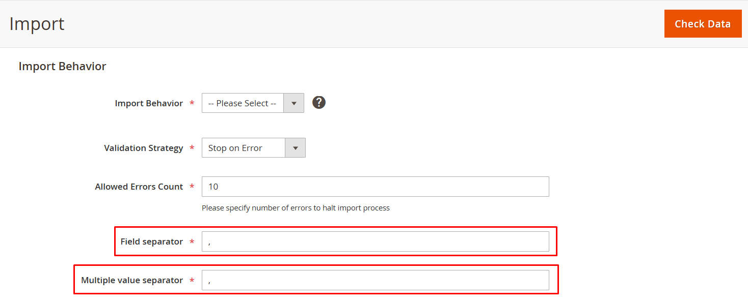 Field and Multiple Value separator