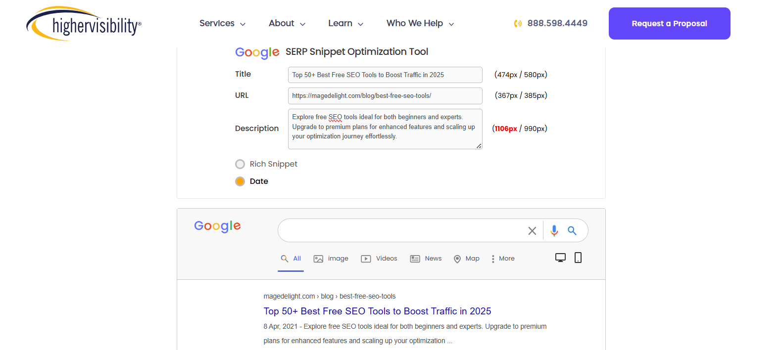 Google SERP Snippet Optimization Tool