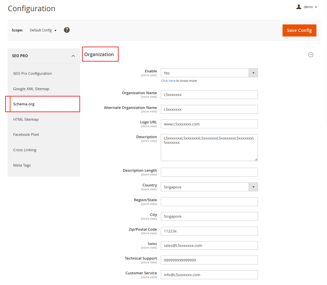 Set up Organization Rich Snippet in Magento 2