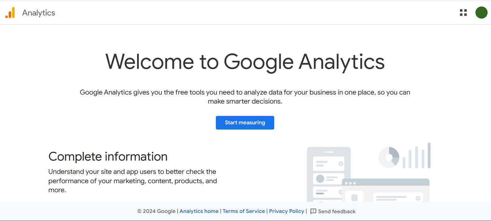 Google Analytics Home Page