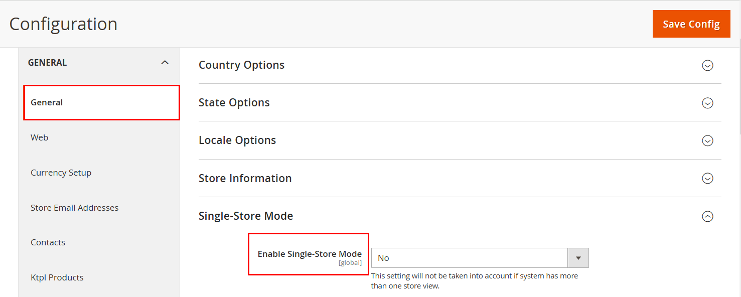 Single Store Mode Settings