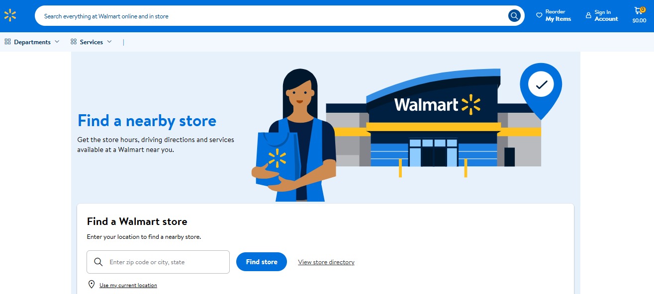 Walmart Store Locator Page