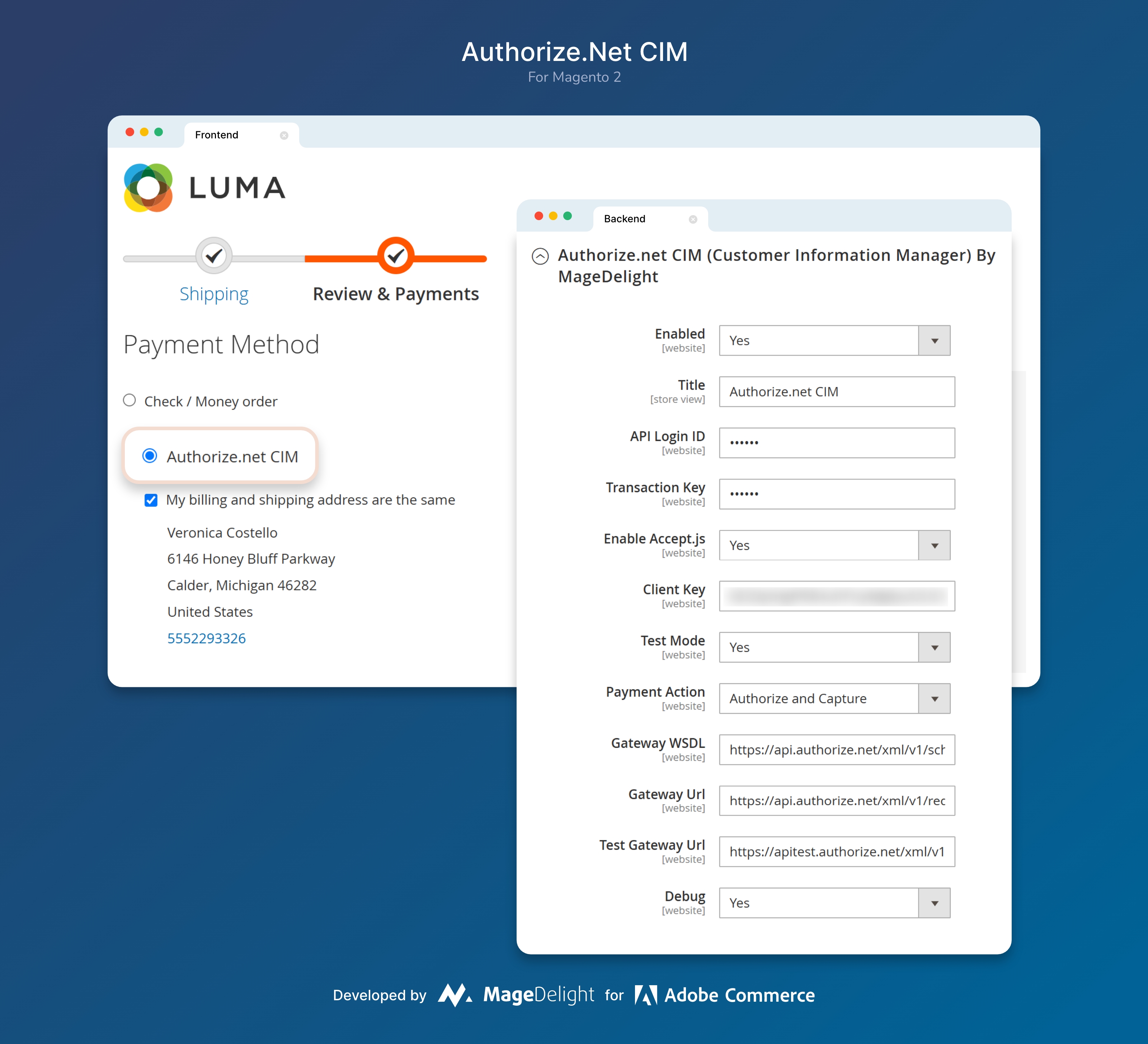 Enable Authorize.Net CIM for Checkout