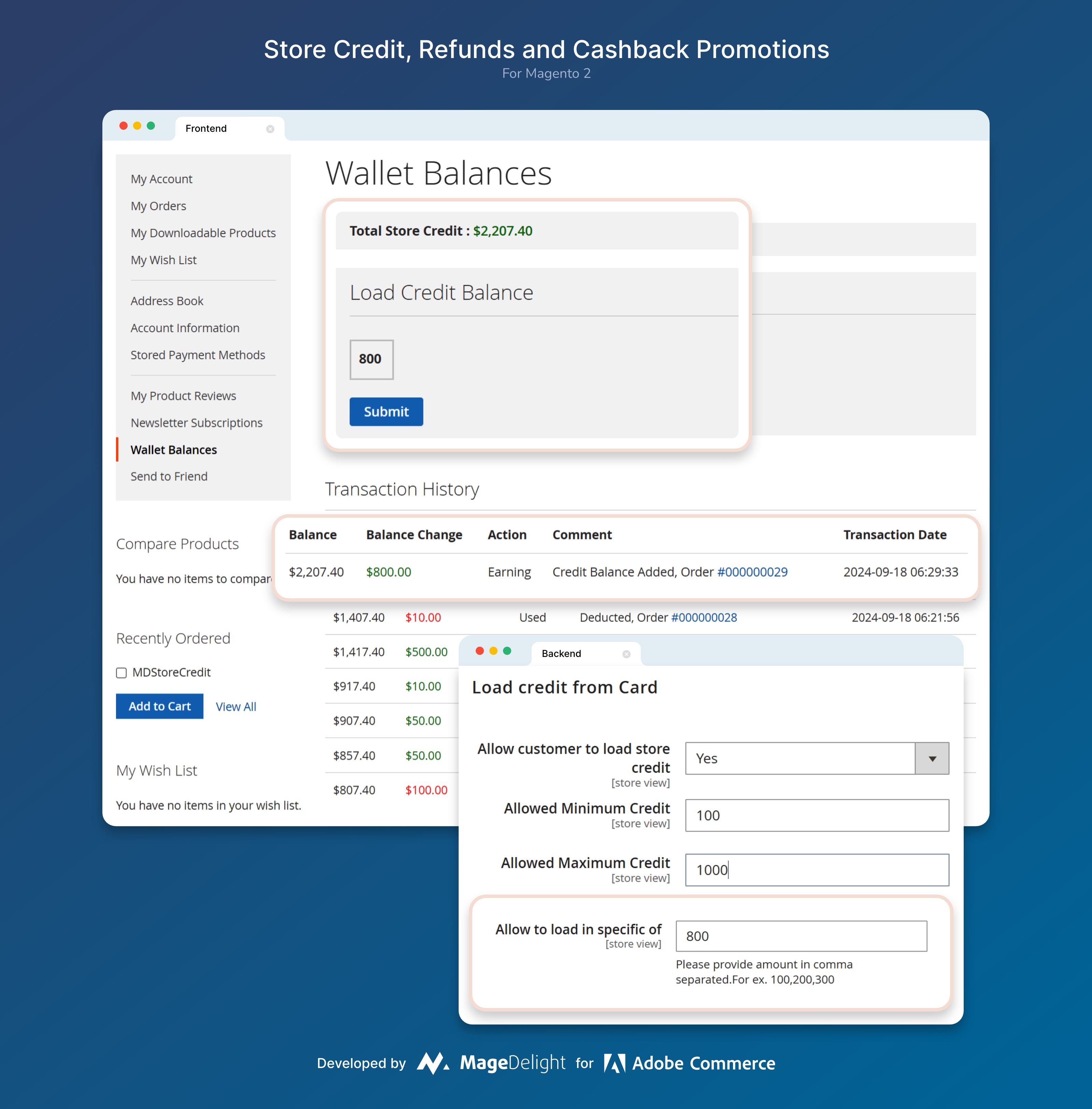 View and Manage Credit Balance in Wallet