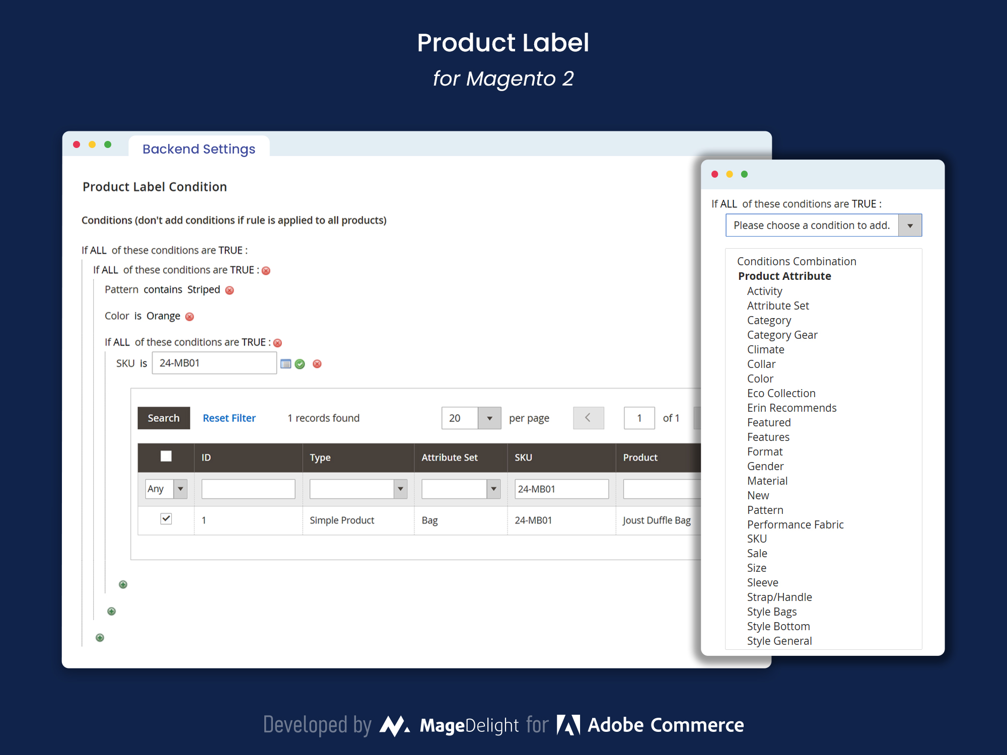 Flexible Conditions for Label Display