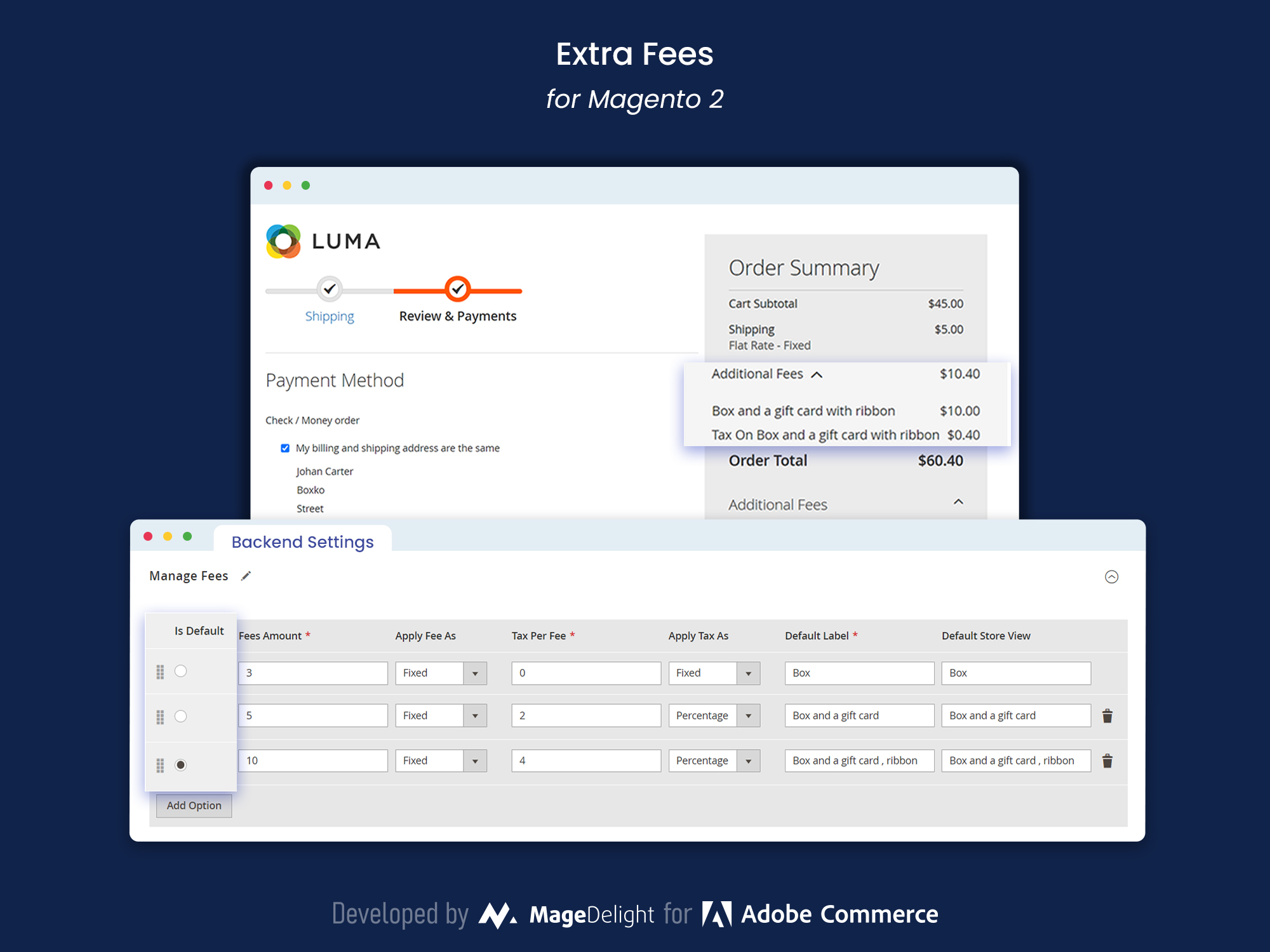 Sorting of Extra Fee Rules