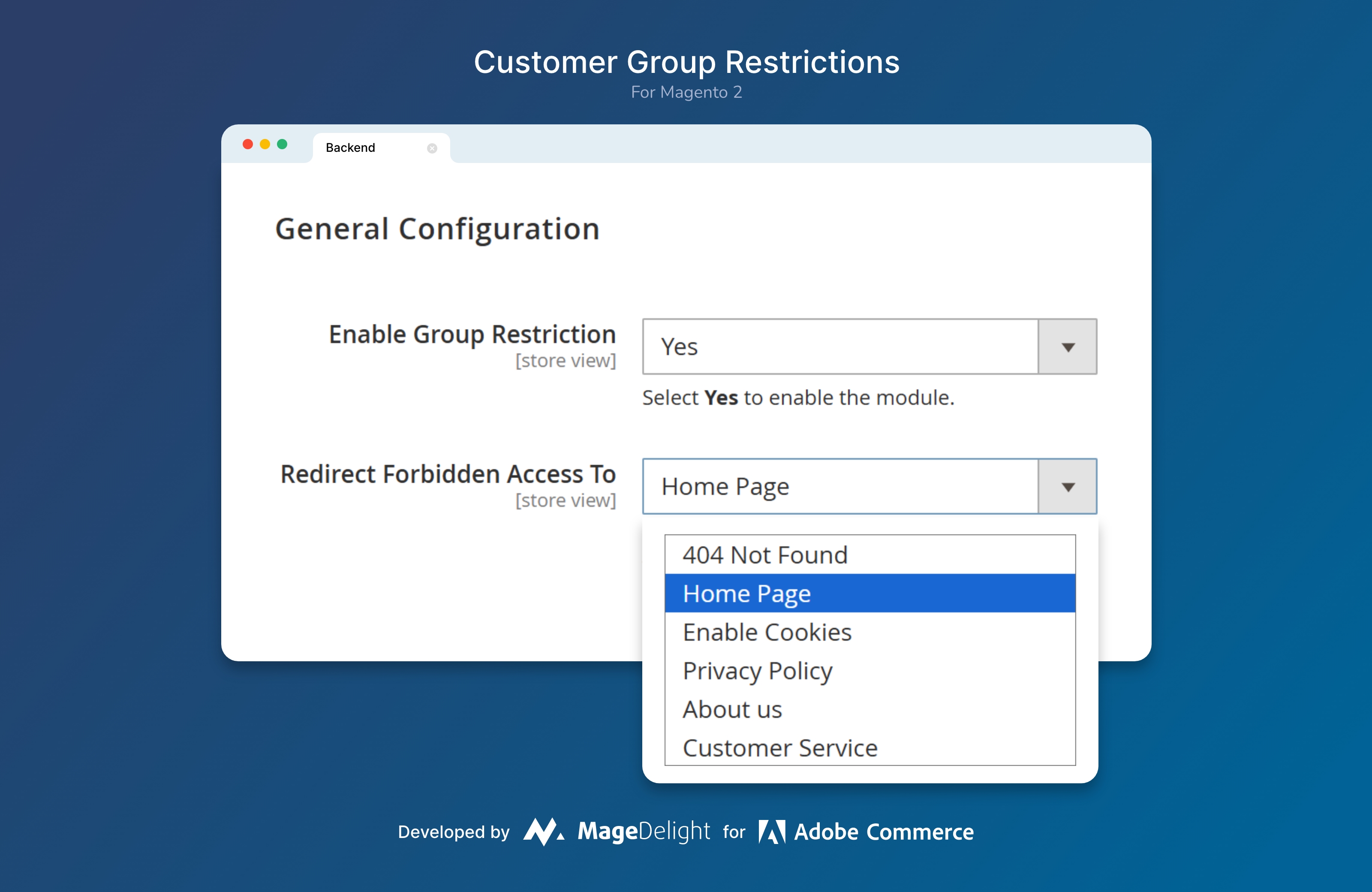 General Configuration and Forbidden Access Settings