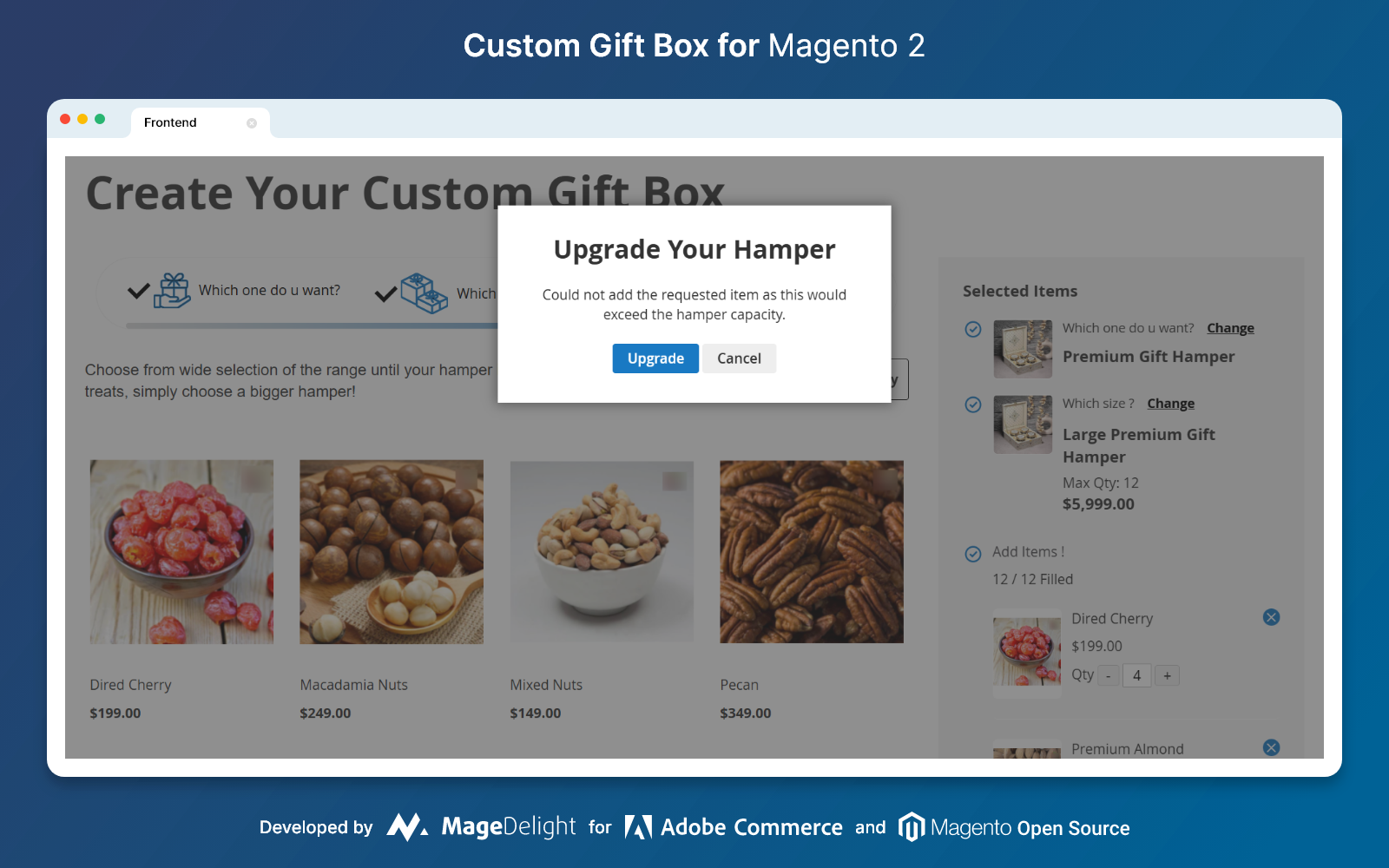 Upgrade Hamper Popup