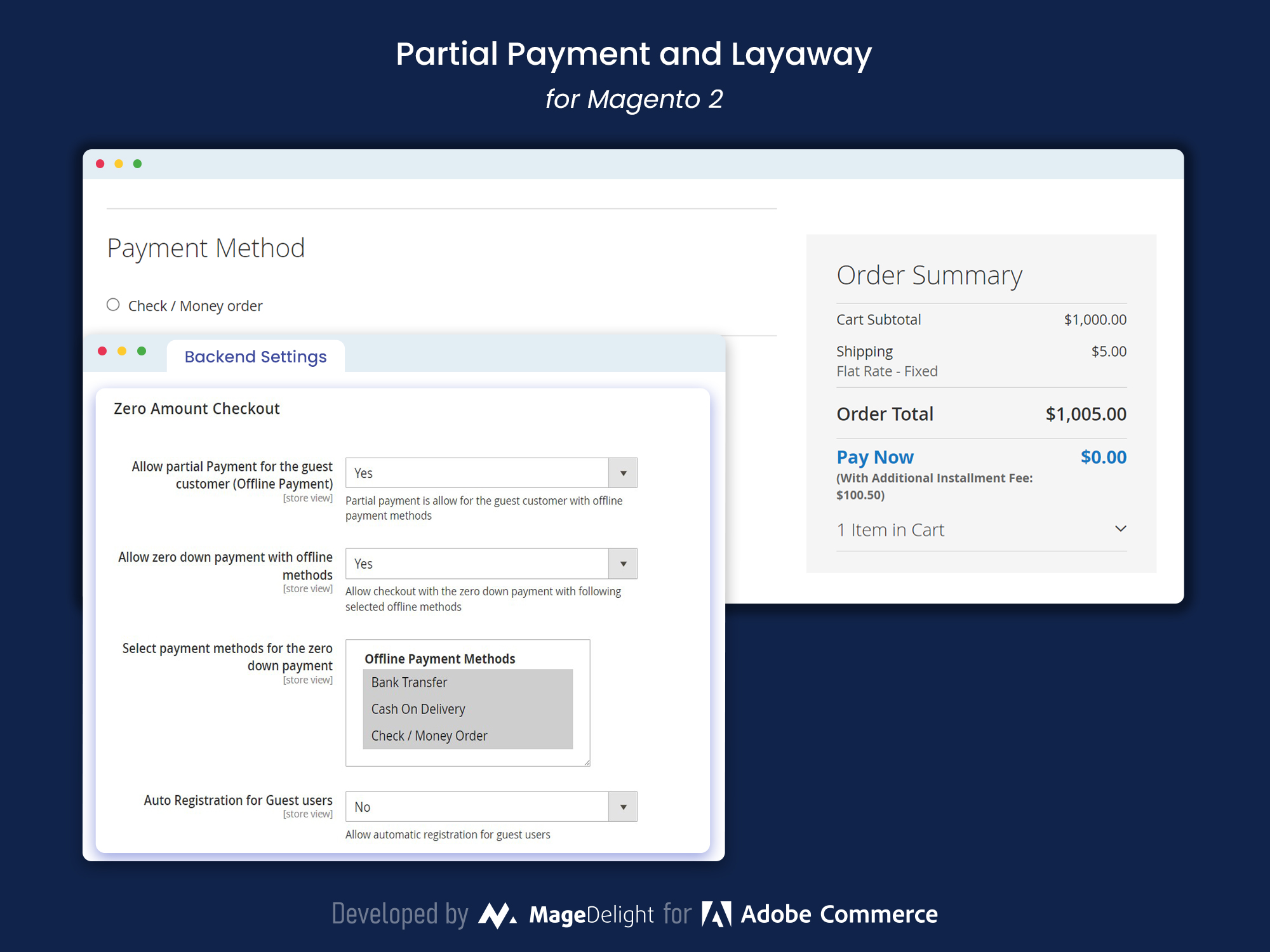 Zero Amount Checkout with Offline Payments