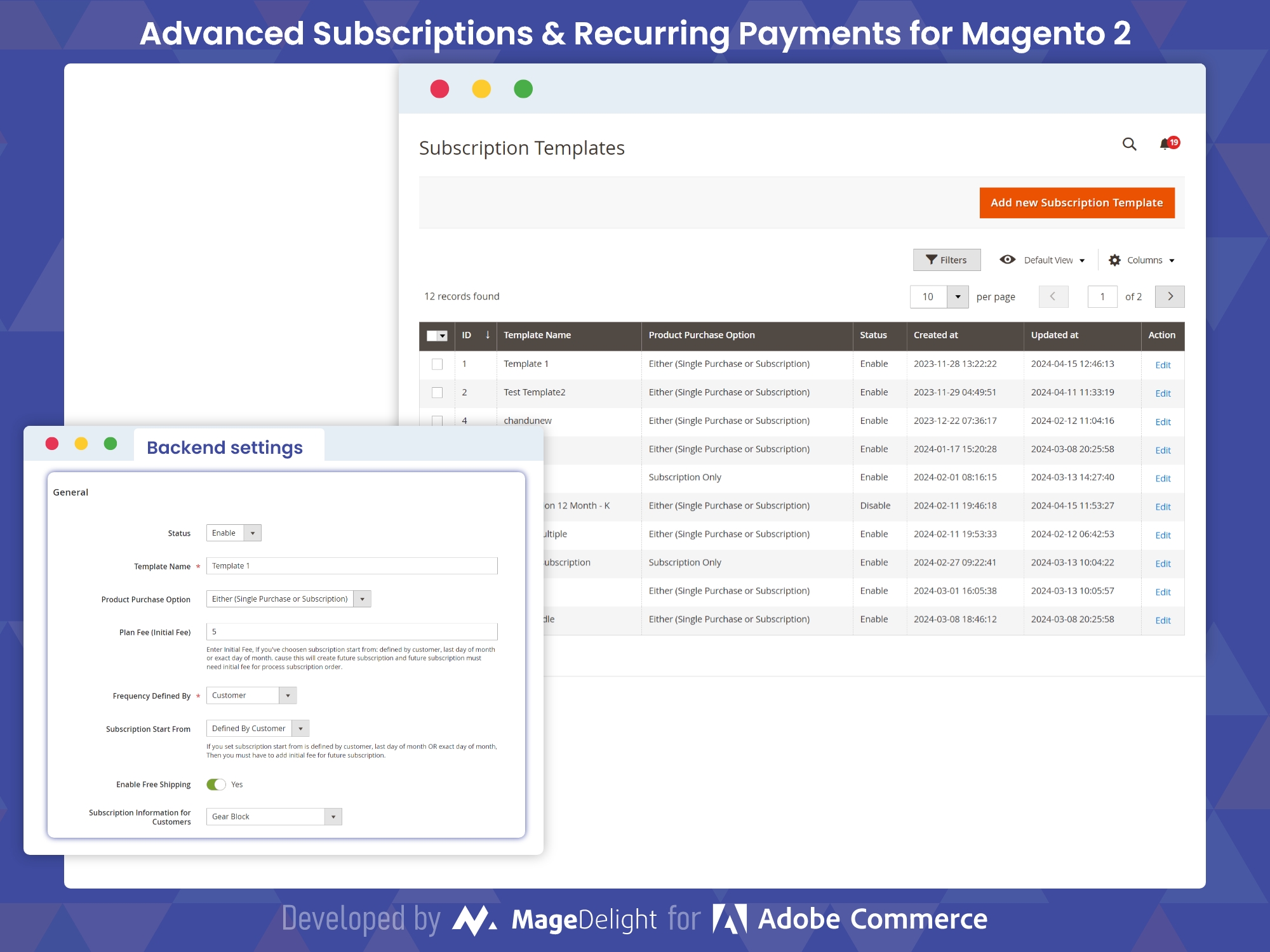 Template-based Subscription Management