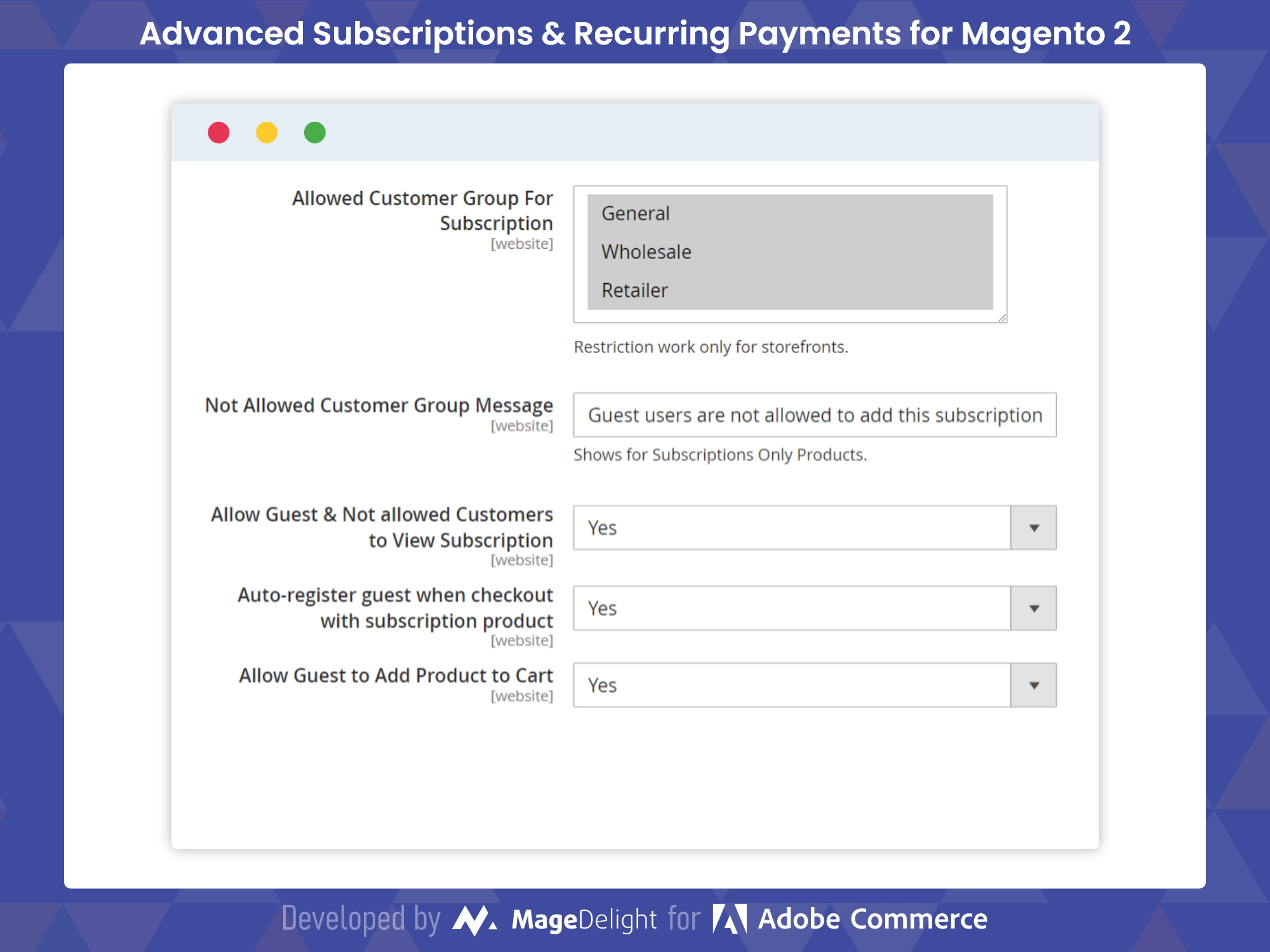 Tailored Subscription Features by Customer Group