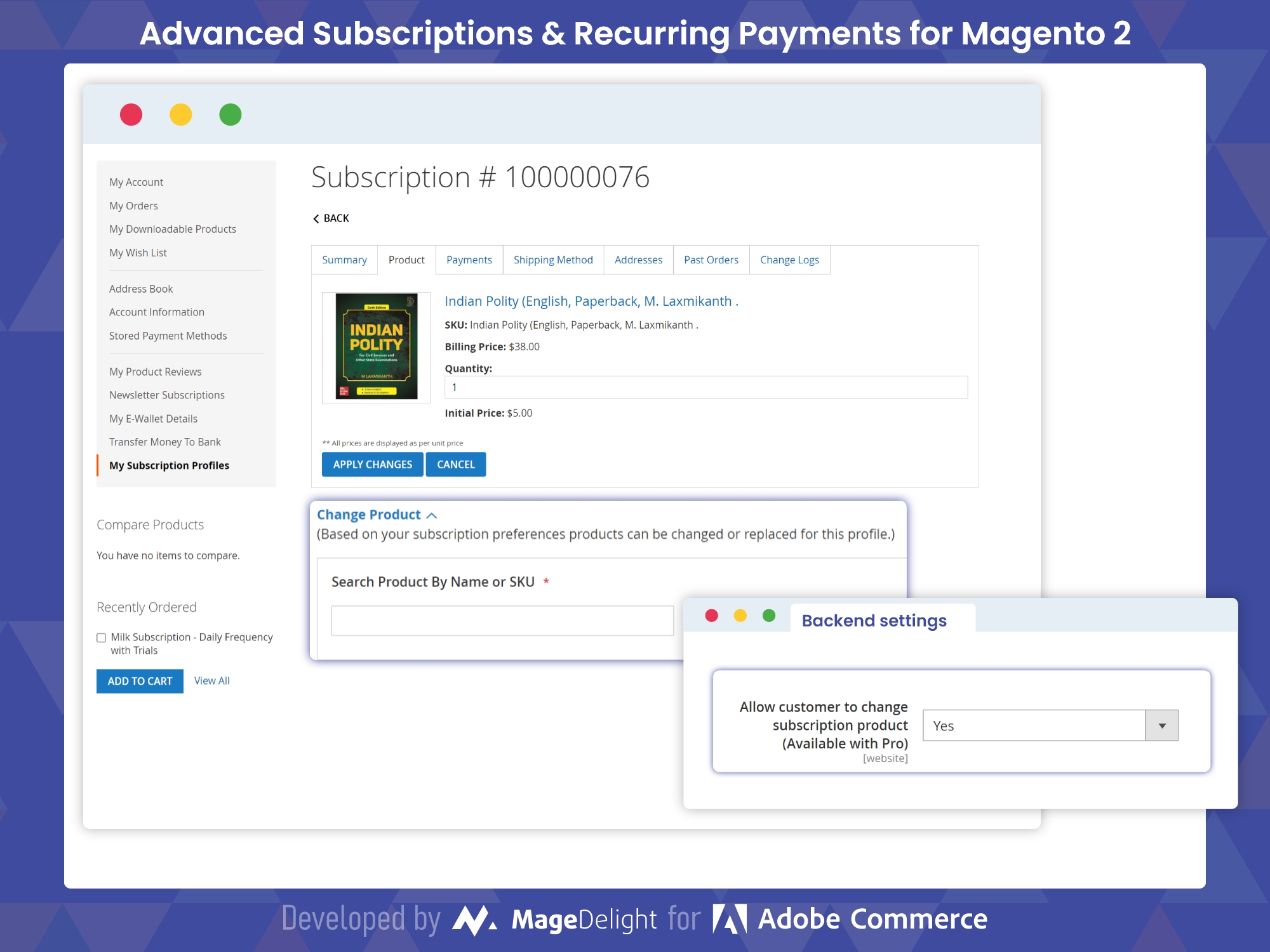 Easy Subscription Product Changes from Customer Account