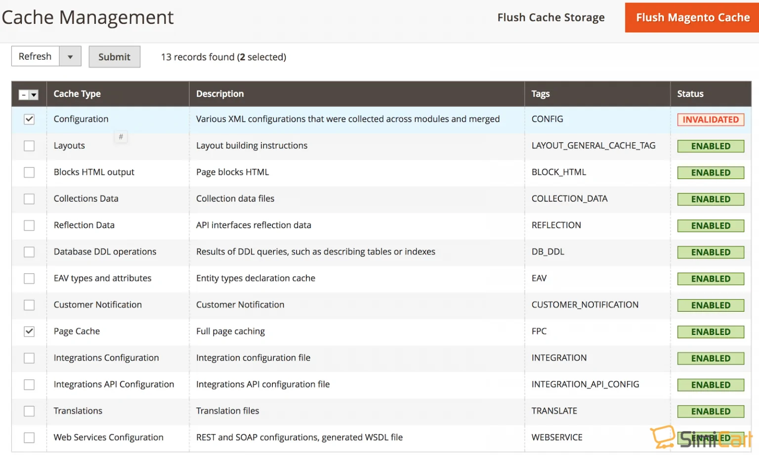 magento cache management