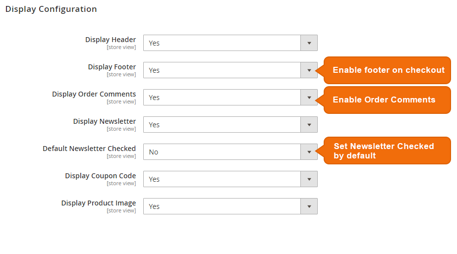 One Step Checkout Configuration