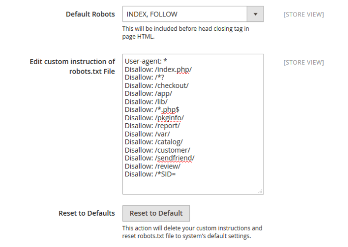 Magento 2 Robots Setup