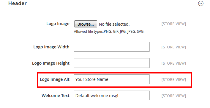 Magento Header Alt Text