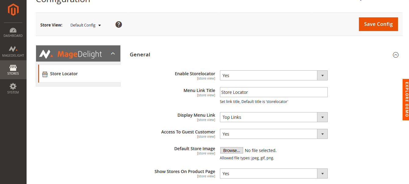 Store Locator General Tab