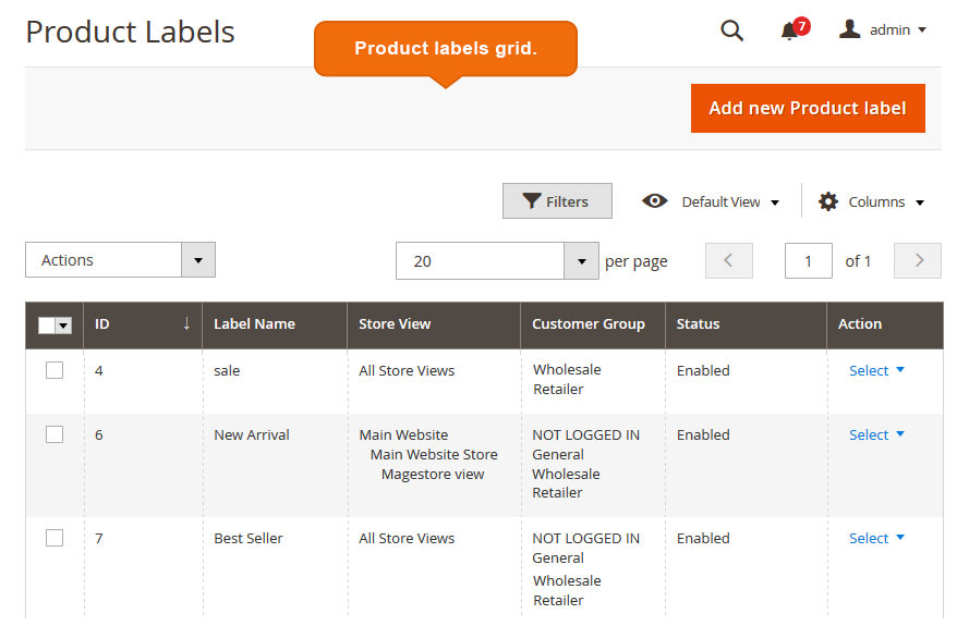 Product Label Grid