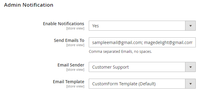 Admin Notifications Custom Form Builder