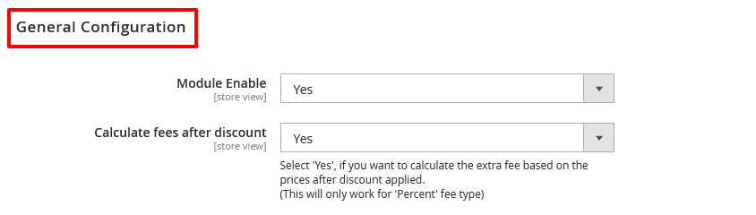 Extra Fee General Configuration