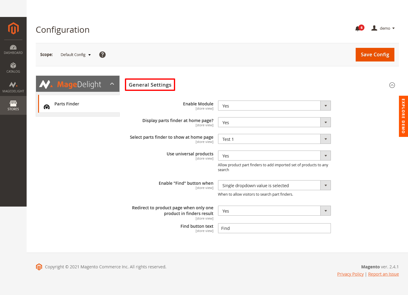 Magento 2 Parts Finder Configurations