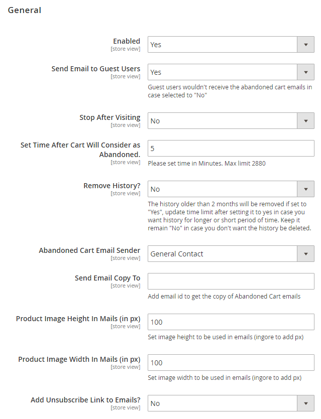 Magento 2 Abandoned Cart Email Configurations