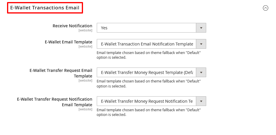 Ewallet Transaction Settings