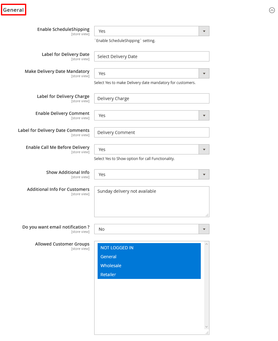 Magento 2 Delivery Date Settings