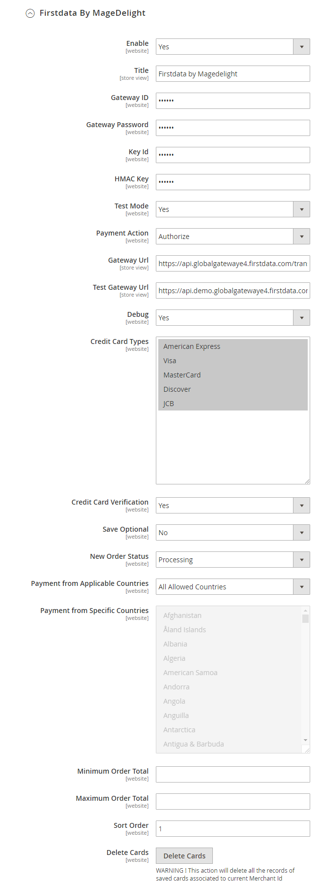 Magento 2 First Data Payment Gateway