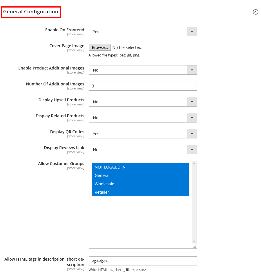 Product PDF Configurations