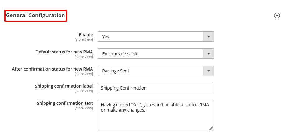 Magento 2 RMA General Configurations