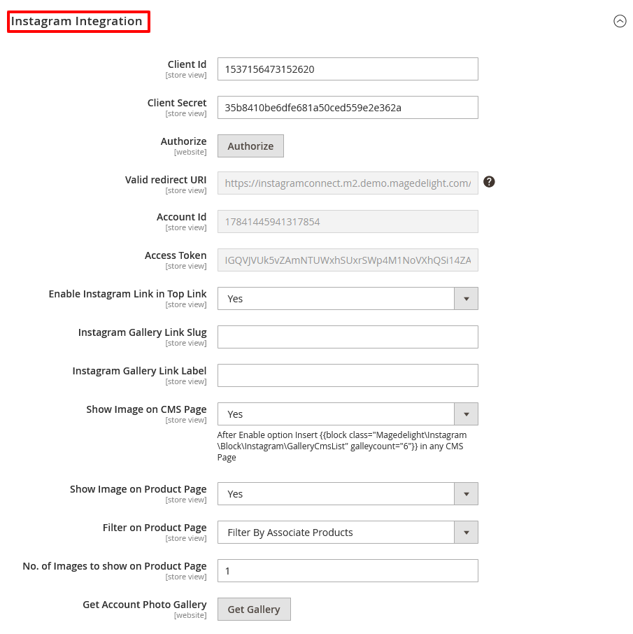 Magento Instagram Connect Integration