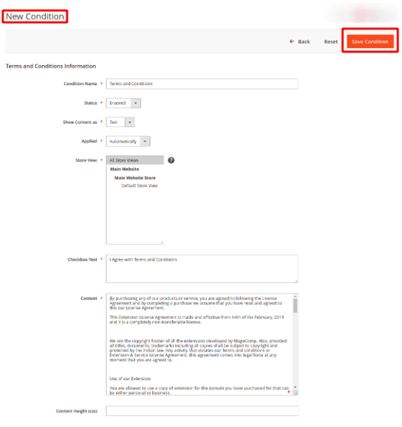 Add Terms Condition Magento 2