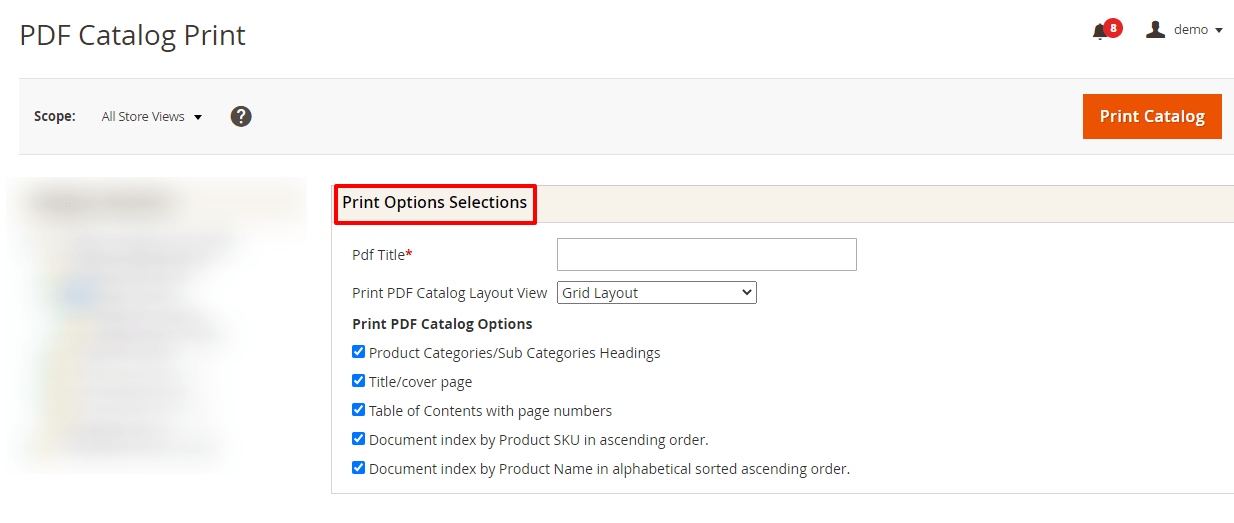 Print Option Selection