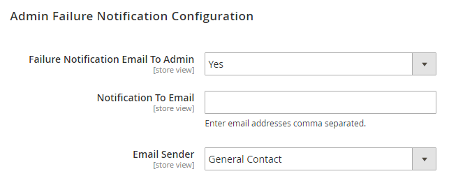 Admin Failure Notification