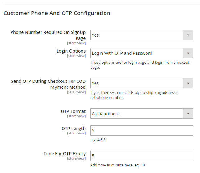 OTP Configuration