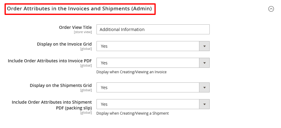 Order Attributes In The Invoices And Shipments (Admin) tab