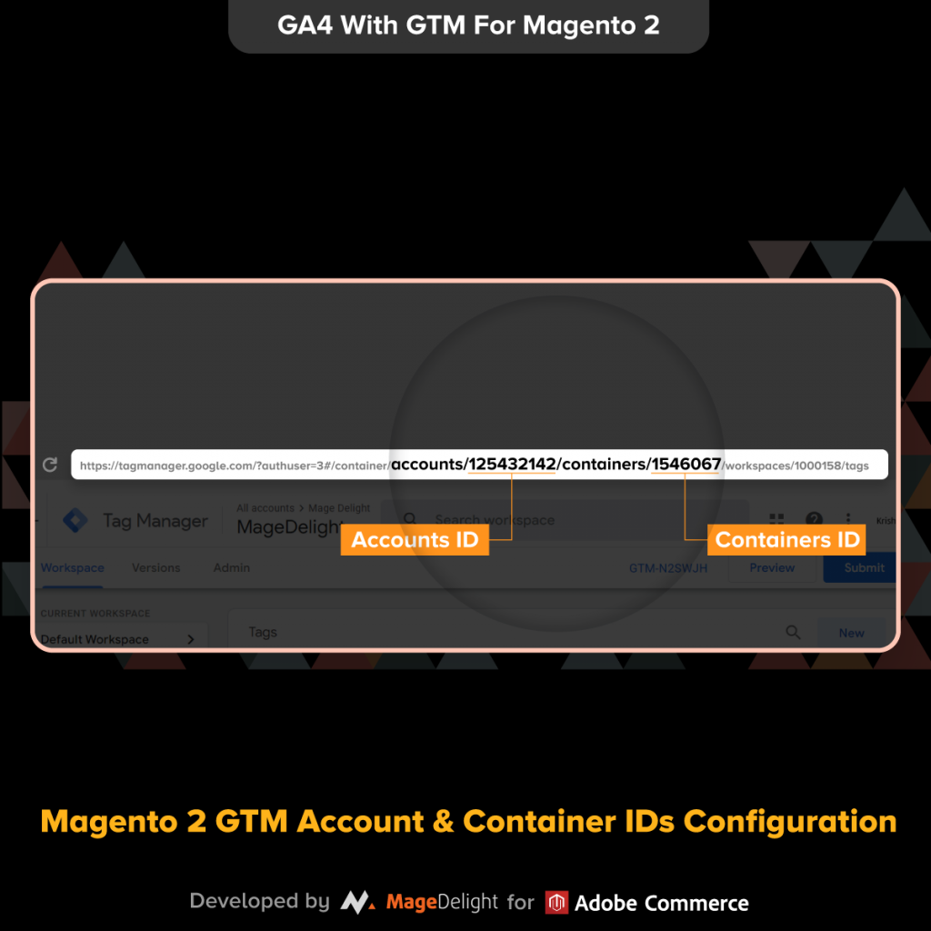 Magento 2 GTM account & container ID 