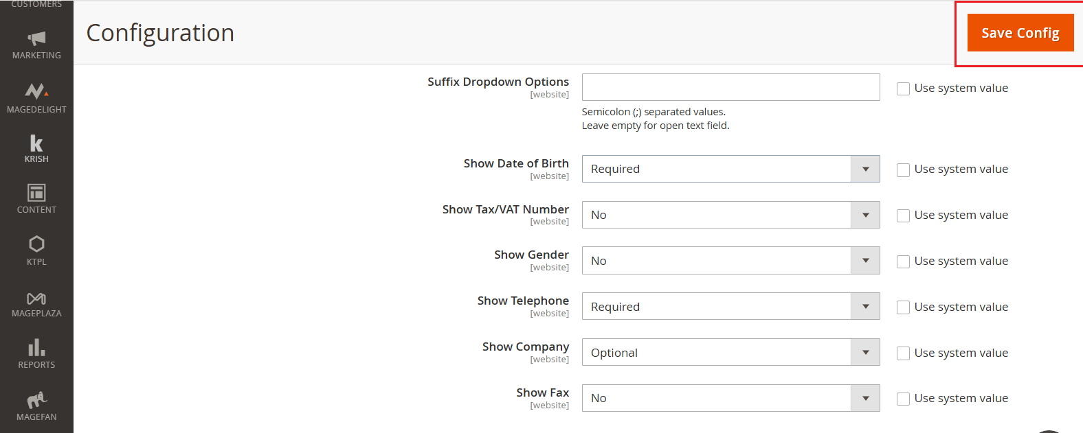 Save the configuration