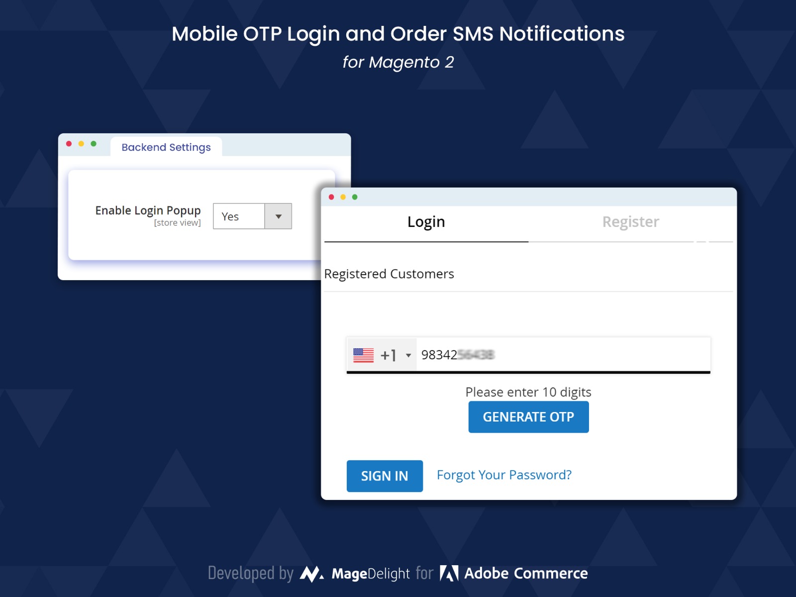 Admin can Enable/Disable the Customer login via Mobile OTP