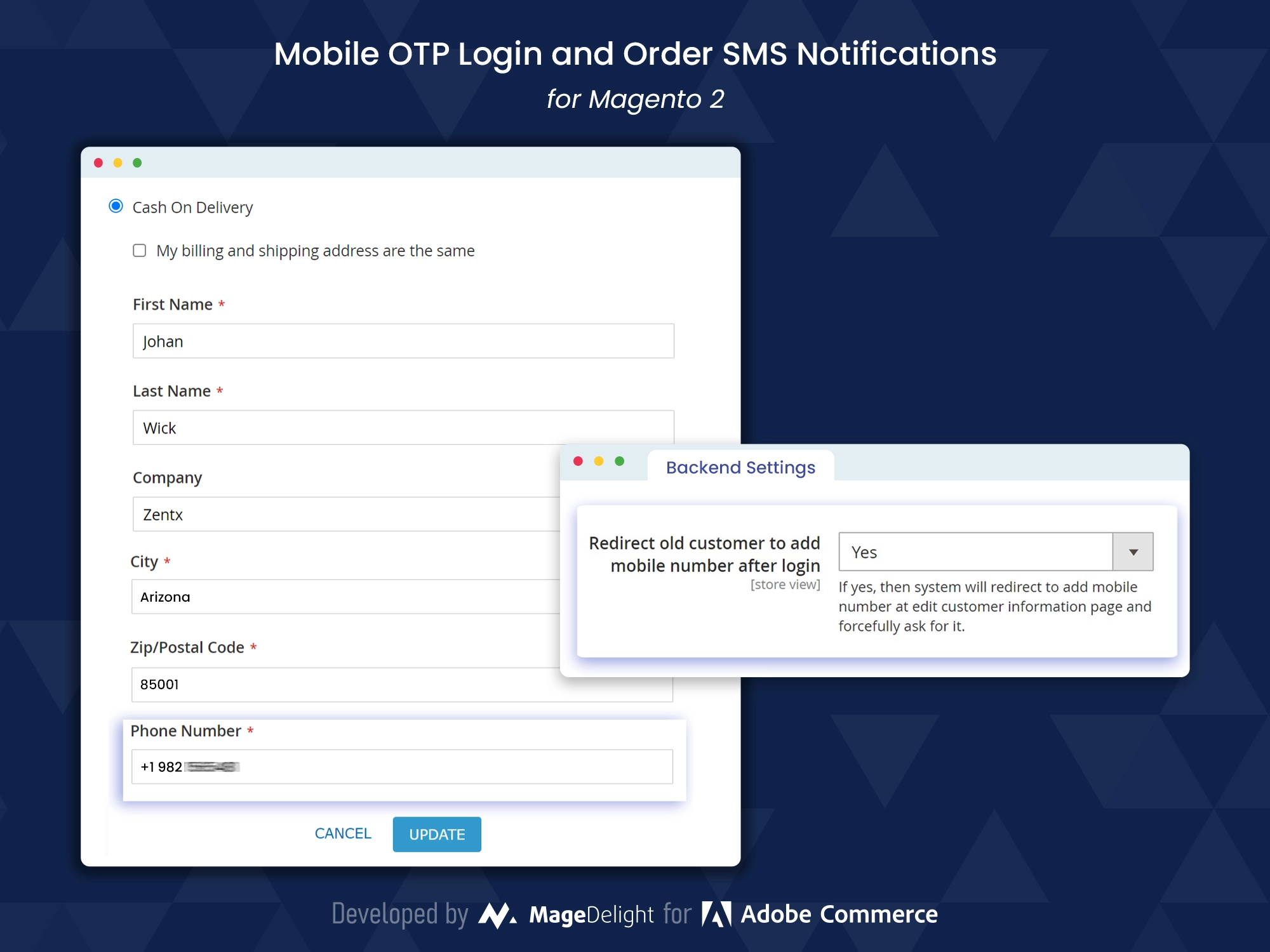 Automatically redirect the old customers to add their mobile number to their profile information