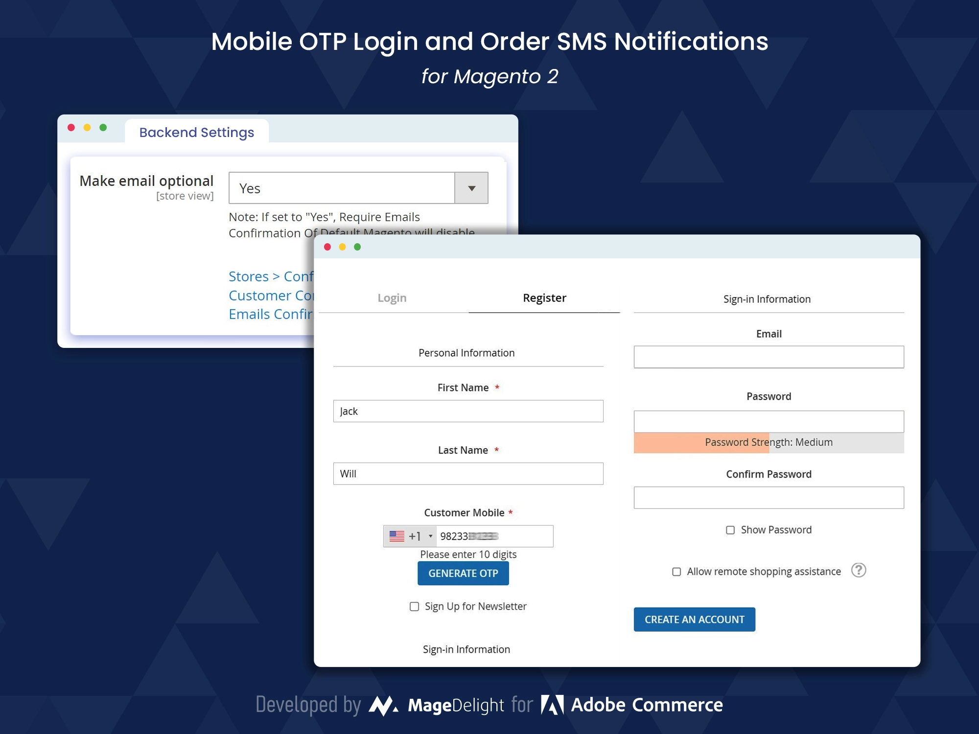  Allow customers to log in/register via OTP without email