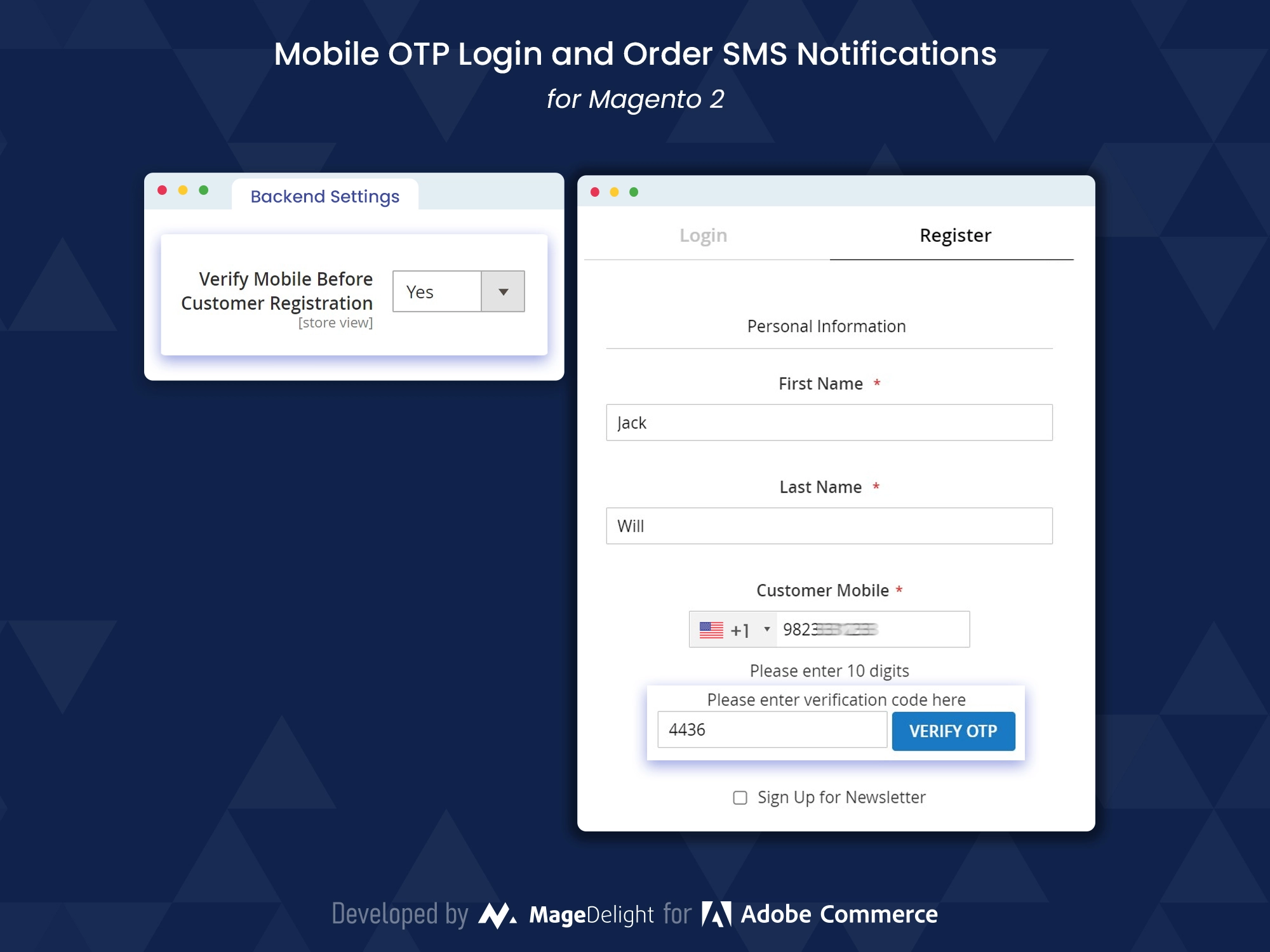 Secure the registration process by verifying the mobile number of the customer